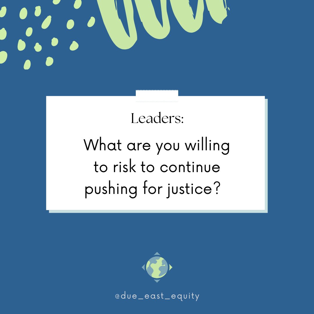 Due_East_Equity's tweet photo. We all need to consider and re-evaluate our commitments to justice, equity, and antiracism as we know the road ahead of us will not be easy. How will you stay the course in the face of personal consequences for challenging existing racism and inequities? https://t.co/jHTFuQAYkg