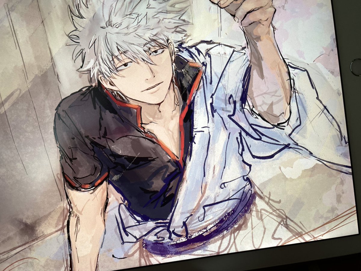 sakata gintoki 1boy male focus solo japanese clothes short sleeves kimono hadanugi dousa  illustration images