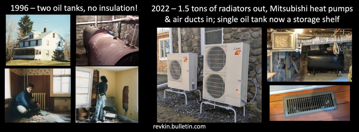 Revkin's tweet photo. @RBratspies @Arena__Climate 2/3 Retrofits are not easy. NYC has a million buildings to work on to meet its goals. @Energy cites big training/skills gaps. Up-front costs are a big hurdle. Folks (wealthy) who bought our old oil/steam house just made it to (Mitsubishi) heat pumps. We started with efficiency... https://t.co/zIpHJHlpdh
