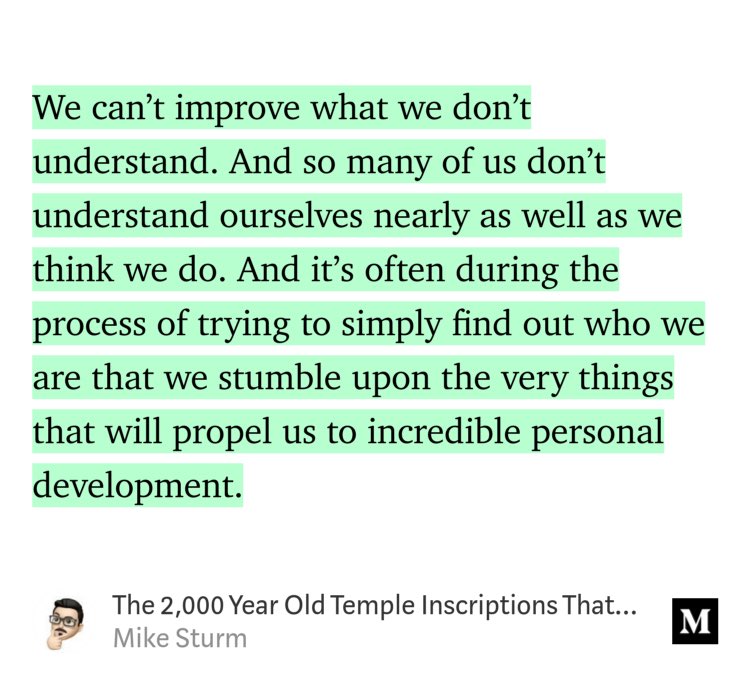 “The 2,000 Year Old Temple Inscriptions That Sum Up How Self-Improvement Works”
link.medium.com/dHsIl7paKob