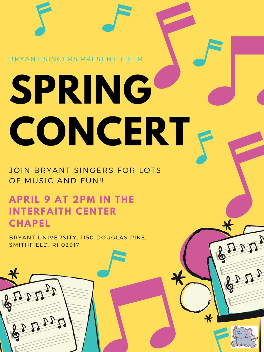 Bryant Singers invites you all to attend our Spring Concert! The event will be taking place in the Interfaith Center Chapel at 2pm on April 9th. We hope to see you there!!