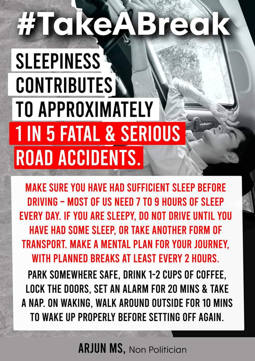 iamArjunMS's tweet photo. #takeabreak  #drivesafe 
5 ಅಫಘಾತ ಪ್ರಕರಣದಲ್ಲಿ ಒಂದಾದರೂ ನಿದ್ರೆ ಇಲ್ಲದೆ ಆಗಿರುತ್ತದೆ. 
 
ನಿದ್ರೆ ಇಲ್ಲದ ಚಾಲನೆ, ಅಪಘಾತಕ್ಕೆ ಮುನ್ಸೂಚನೆ 

#arjunms #NonPolitician https://t.co/A6TyjsdLM0