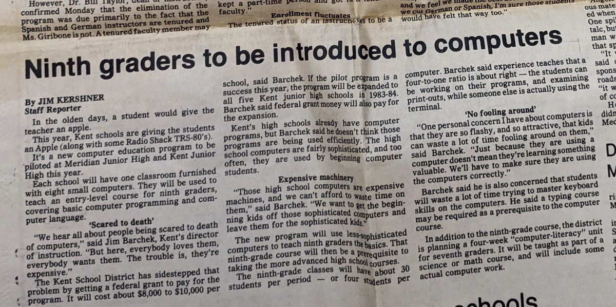 Newspaper headline from 1982:
