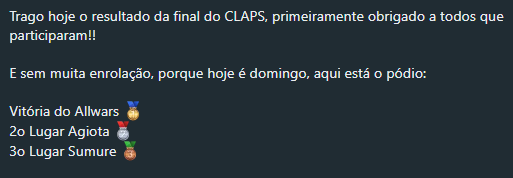 AllwarsPS's tweet photo. I won CLAPS 🥳 , first time i win a tournament , congratulations to @agiotapsb for the 2nd position and also sumure from spsc for 3rd place, amazing job https://t.co/thv2BDjQu6