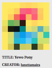 #RainbowPony 

Yewo Pony
8bidou.com/item_detail/?i…
1/1 

<a href="/8bidou/">8bidou</a> #8x8 #pixelart