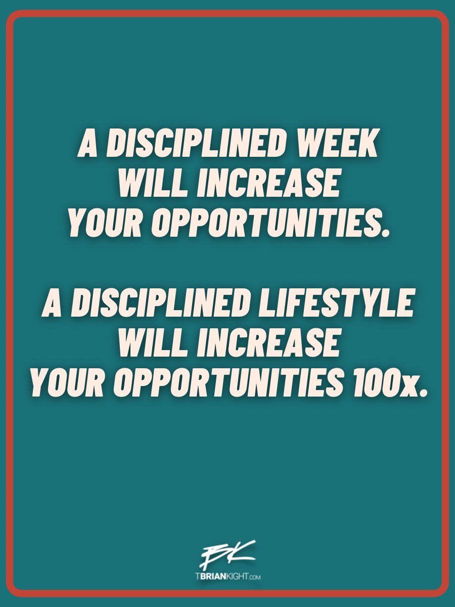 BrianKight's tweet photo. When discipline becomes your lifestyle, it’s like discovering a super-power. https://t.co/tBJDsJH16e
