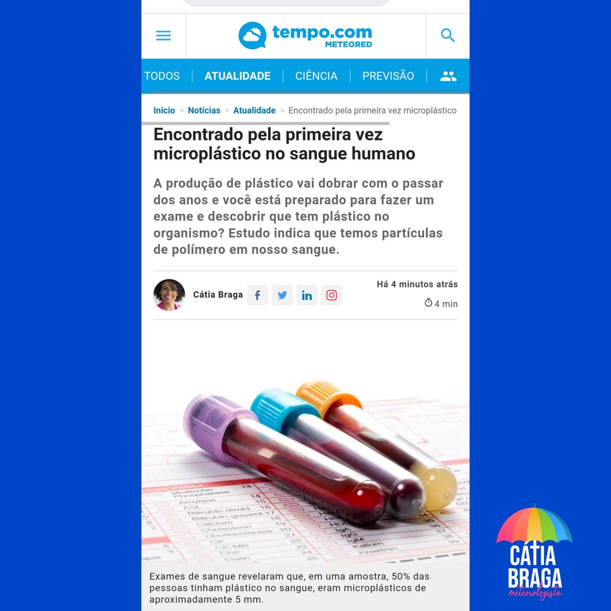 CatiaBraga's tweet photo. 🌄🩸 Microplásticos estão em todo lugar! Já foram encontrados na água, no ar e até mesmo no Monte Everest. Agora no sangue humano! 

Te conto 👇🏾 Texto para @MeteoredBR

https://t.co/DPz0uIpQef

#sangue #plásticos #plasticozero #plasticocean https://t.co/ei04ezCUpA