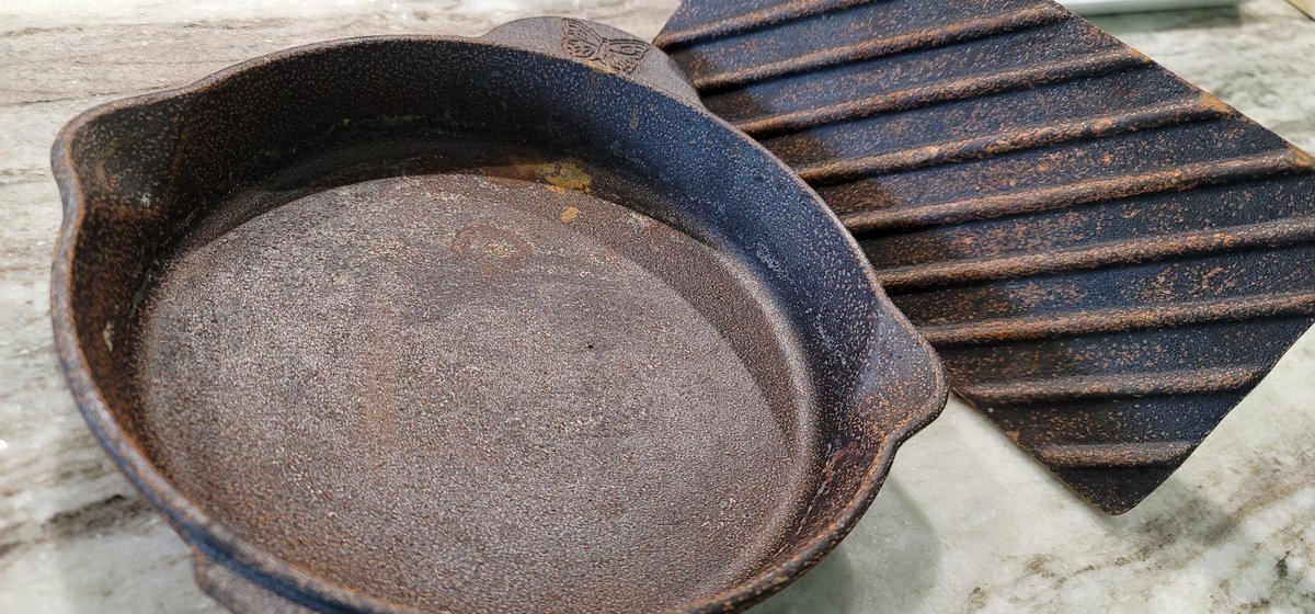 My husband put the cast iron in the dishwasher.

That's all.
That's the tweet.