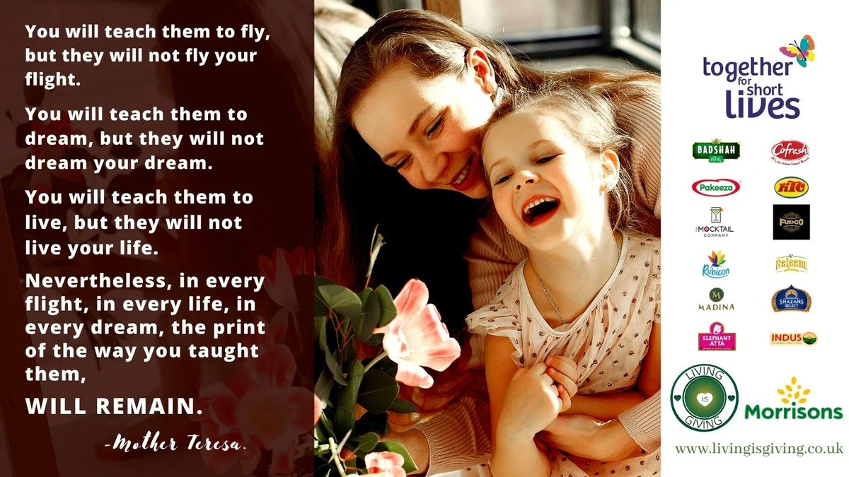 LivingIsGiving8's tweet photo. Beautiful words by Mother Teresa, most relevant today on #MothersDay2022, a message to all loving mothers for their kind impact on us every single day!
@Tog4ShortLives @Morrisons @hereandnow365 @ManishTiwariUK 
#quote #MothersDay #motherteresa #livingisgiving #actofkindness https://t.co/rqXCHNUQxI