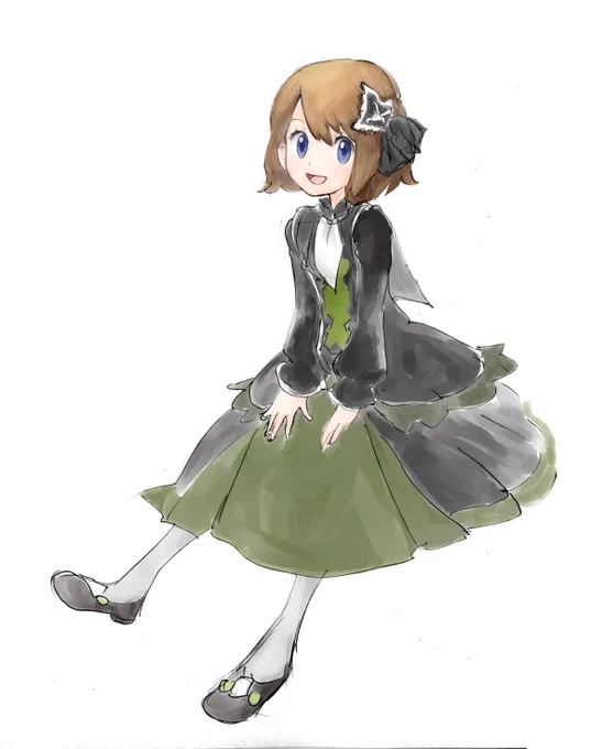 #ポケモン #セレナ 軽い鉛筆描きとブラシ塗り 描きかけのものがいくつかありますが 日数がかかるので 今日はこれ 