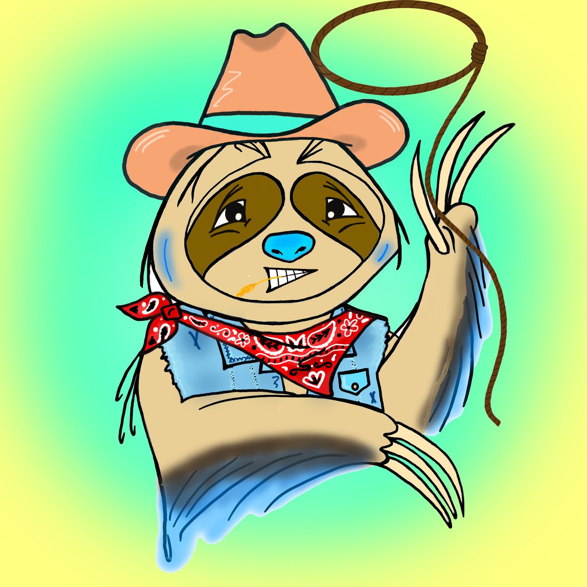 RebelSloths's tweet photo. What should be this cowboy’s special power? 

We’re thinking he’s going to wrangle some wilds https://t.co/eBOfO146xw
