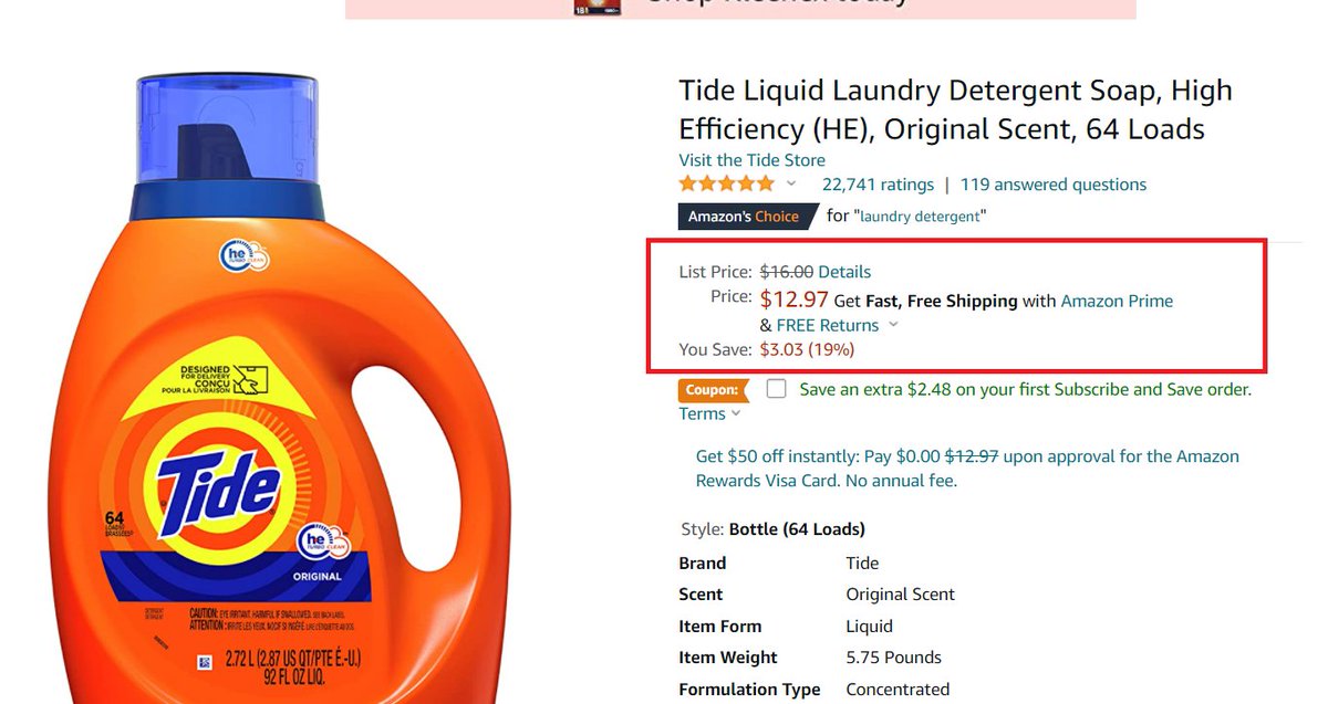 One of the most recognizable is Amazon's "strikethrough" price. On nearly every product, they show: 1. High Price (struck through)2. New, Lower Price 3. Savings AmountWith every purchase customers can see the value they're getting right in front of them. Brilliant!