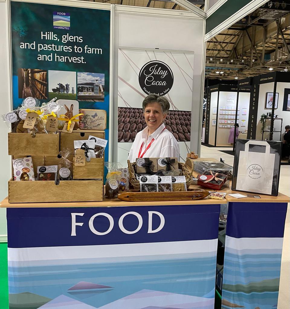 Some of the Food From Argyll Members at #ScotFoodShow. We have Annie’s Herb Kitchen, Islay Cocoa, Northern Lights Cakery &amp; The Wee Isle Dairy! This is a ‘taster ‘ of the selection. Head down to the SECC in Glasgow and come and see us.