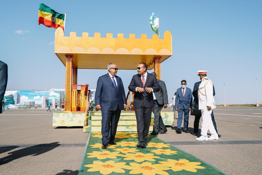 AbiyAhmedAli's tweet photo. I welcome my brother @IsmailOguelleh President of the Republic of Djibouti to his second home. I look forward our fruitful discussions on issues of common interest over the next two days. https://t.co/EOL9NfAgvk
