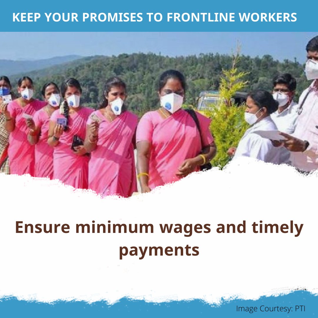 PolicyFeminist's tweet photo. Stop treating frontline workers as volunteers. Treat women as workers and pay them minimum wages on time and address their concerns.
#supportfrontlineworkers https://t.co/E8T3Z1GEL8