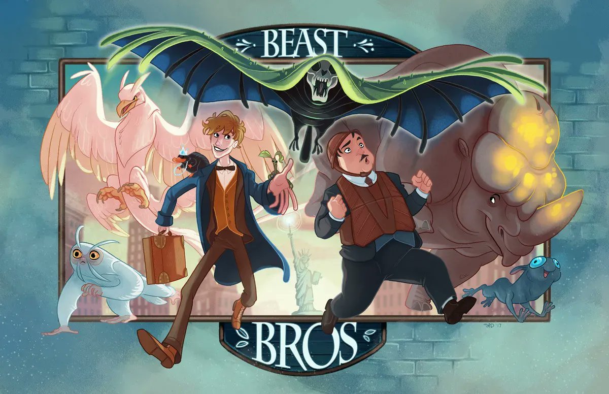 MuggleNet's tweet photo. It's almost time for the #BeastBros to get back into action for #SecretsOfDumbledore, and we couldn't be more excited. 🤩

#PotterArt by Sarah Anne Davis on Tumblr: https://t.co/jGUy5feVAr https://t.co/uW72gANZLz