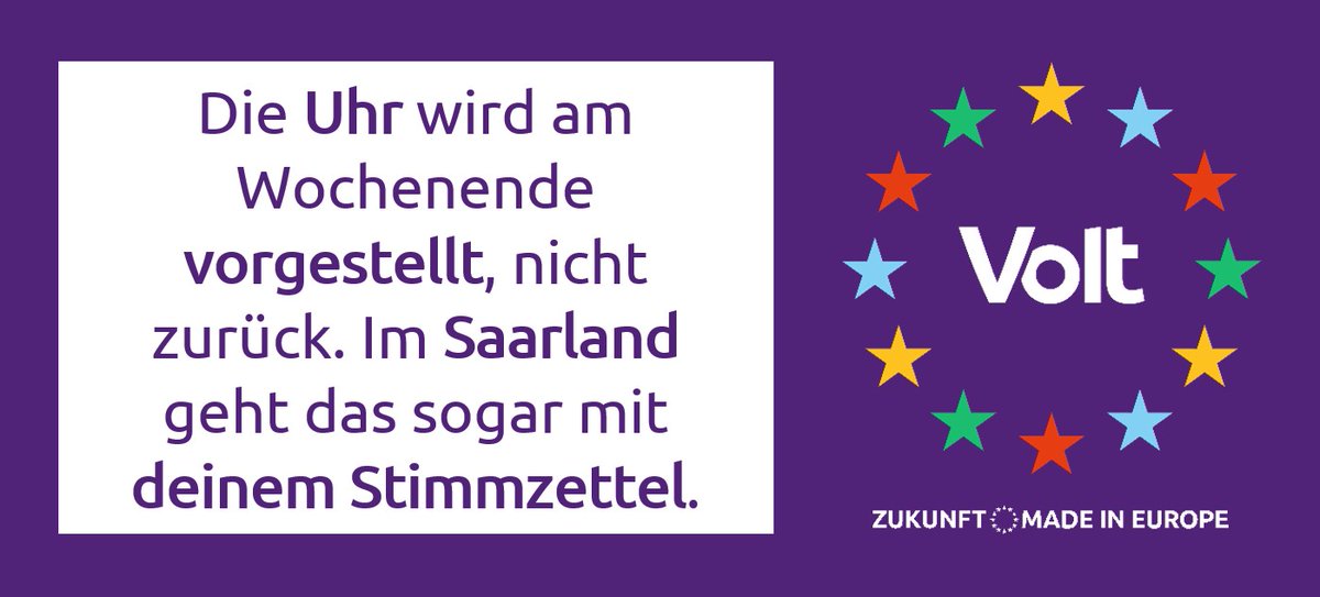 Liebe #Saarländer, denkt bitte dran, heute ist die #Saarlandwahl .
Zeit für #Veränderungen!!

#VoteTheChange #VoteVolt #Saarland #Landtagswahl #VoltSaarland