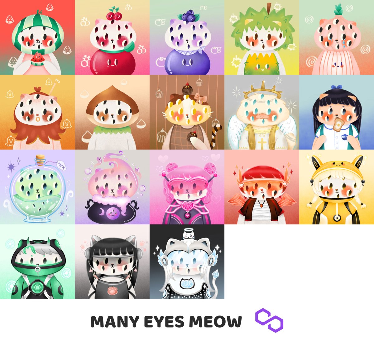 ✨UPDATE ✨
18 Meows still available! (from 162 Meows ~ 🐾)

0.007-0.01 ETH (Polygon 💜)
Let's check and Shop 👀🐱🛒
👉 opensea.io/collection/man…

#ManyeyesmeowNFT #opensea #PolygonNFTs #PolygonMatic