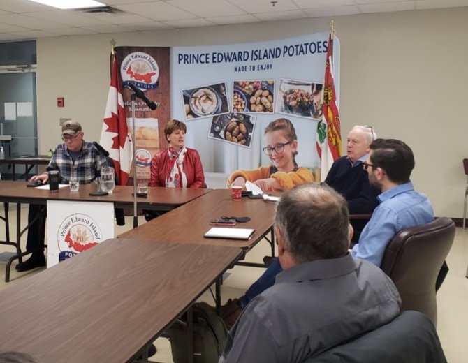 After a day of PEI potato farm visits and a productive meeting with the PEI Potato Board directors, we look forward to working with <a href="/mcbibeau/">Marie-Claude Bibeau</a> with a joint commitment for a stronger PEI Potato industry going forward <a href="/PEIPotatoes/">PEI Potatoes</a>