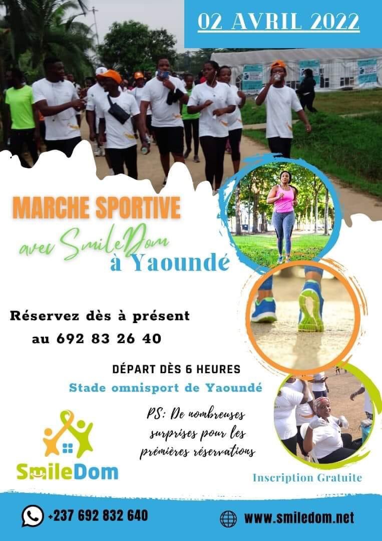 kenfack2_kelly's tweet photo. Venez découvrir les #bienfaits de la #marche sportive avec #Smiledom
📢📢Retrouvons nous ce Samedi #02Avril 2022 ⌚️6h précis au stade #omnisport de #Yaoundé pour notre marche sportive avec #SmileDom.
Les réservations continuent au ☎️ 692 832 640
#bienêtreauquotidien 
#jesmiledom https://t.co/ZL6VKQ6Vvt