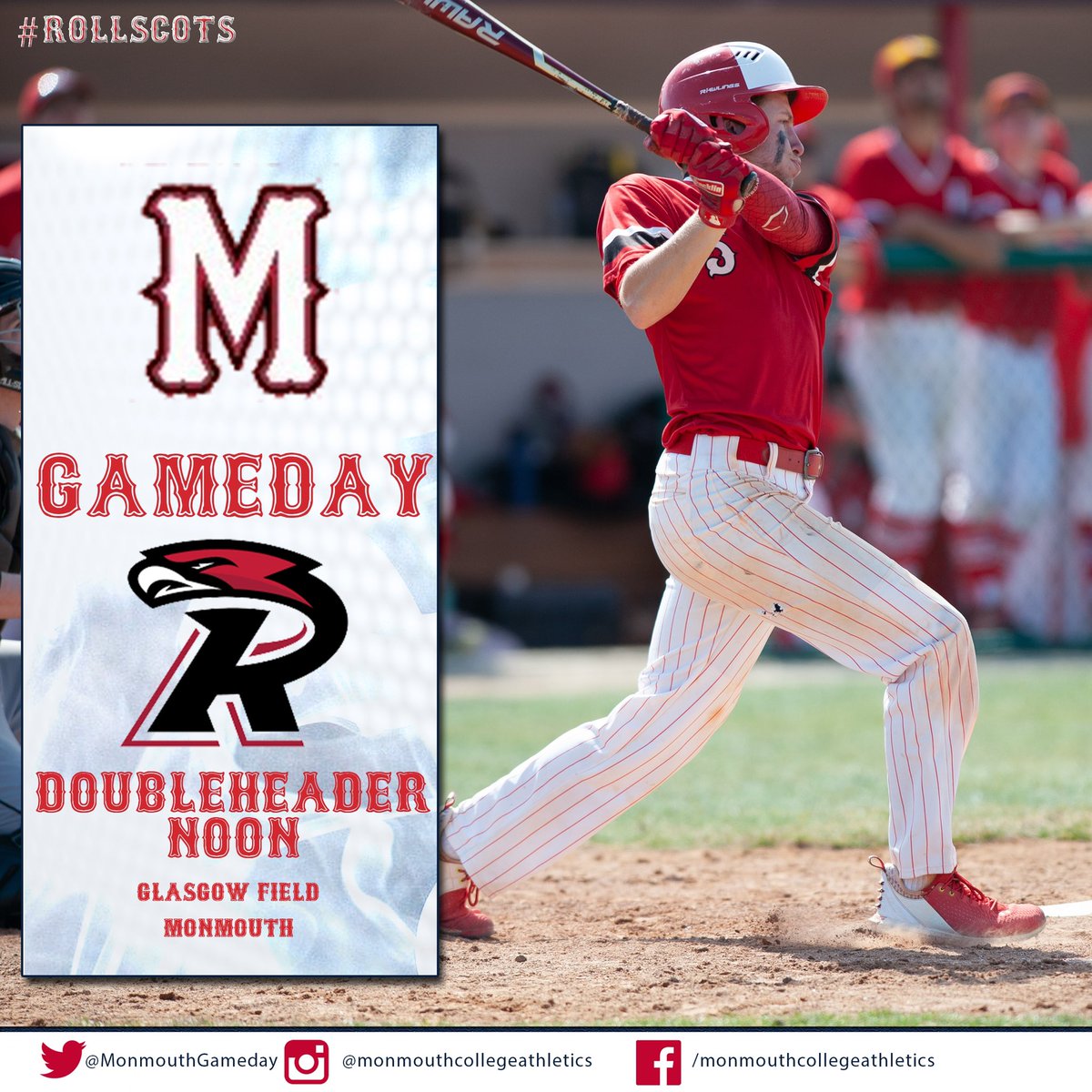 Today is the MWC opener for <a href="/MCScotsBaseball/">MC Baseball</a> with a home doubleheader! #RollScots 

📍 Monmouth 
🏟 Glasgow Field
🆚 Ripon 
⏰ Noon DH
📺📊 portal.stretchinternet.com/monmouth/
🗞 <a href="/MonmouthGameday/">Monmouth College Game Day</a>