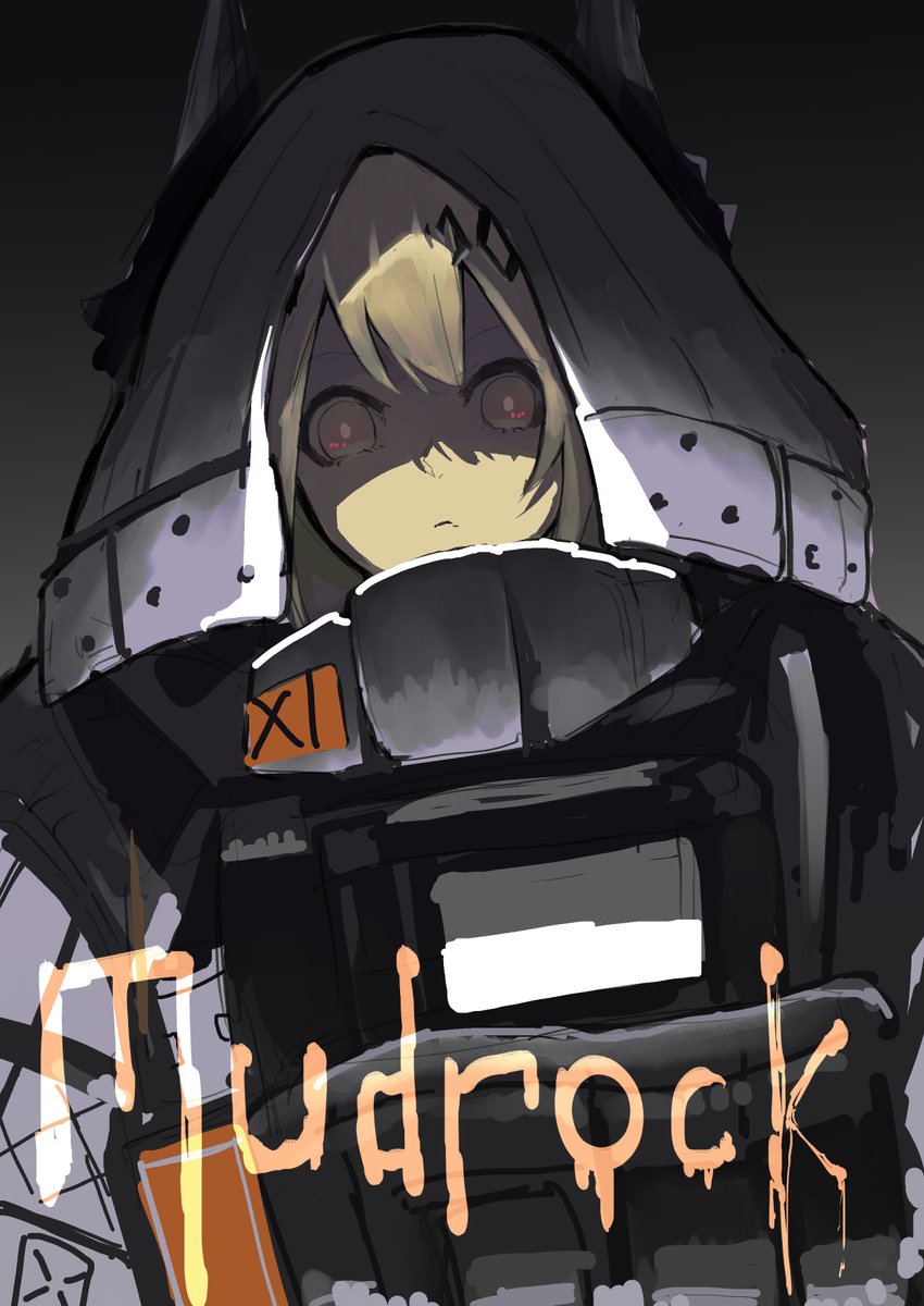 mudrock (arknights) 1girl solo horns shaded face upper body hood looking at viewer  illustration images
