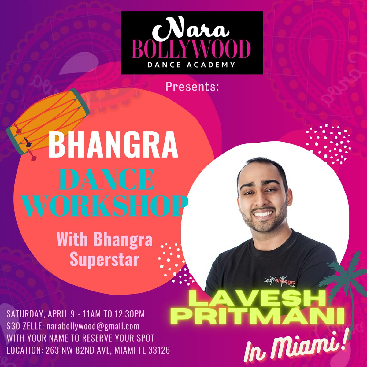LearnBhangraNow's tweet photo. Miami - get ready to Bhangra! Join @laveshpritmaniofficial on Saturday, April 9th for a Bhangra dance workshop in your city. Email narabollywood@gmail.com to book your spot.

#miami #dance #miamidance #MiamiBeach #miamidancers #bhangra https://t.co/ptMWno20Rp