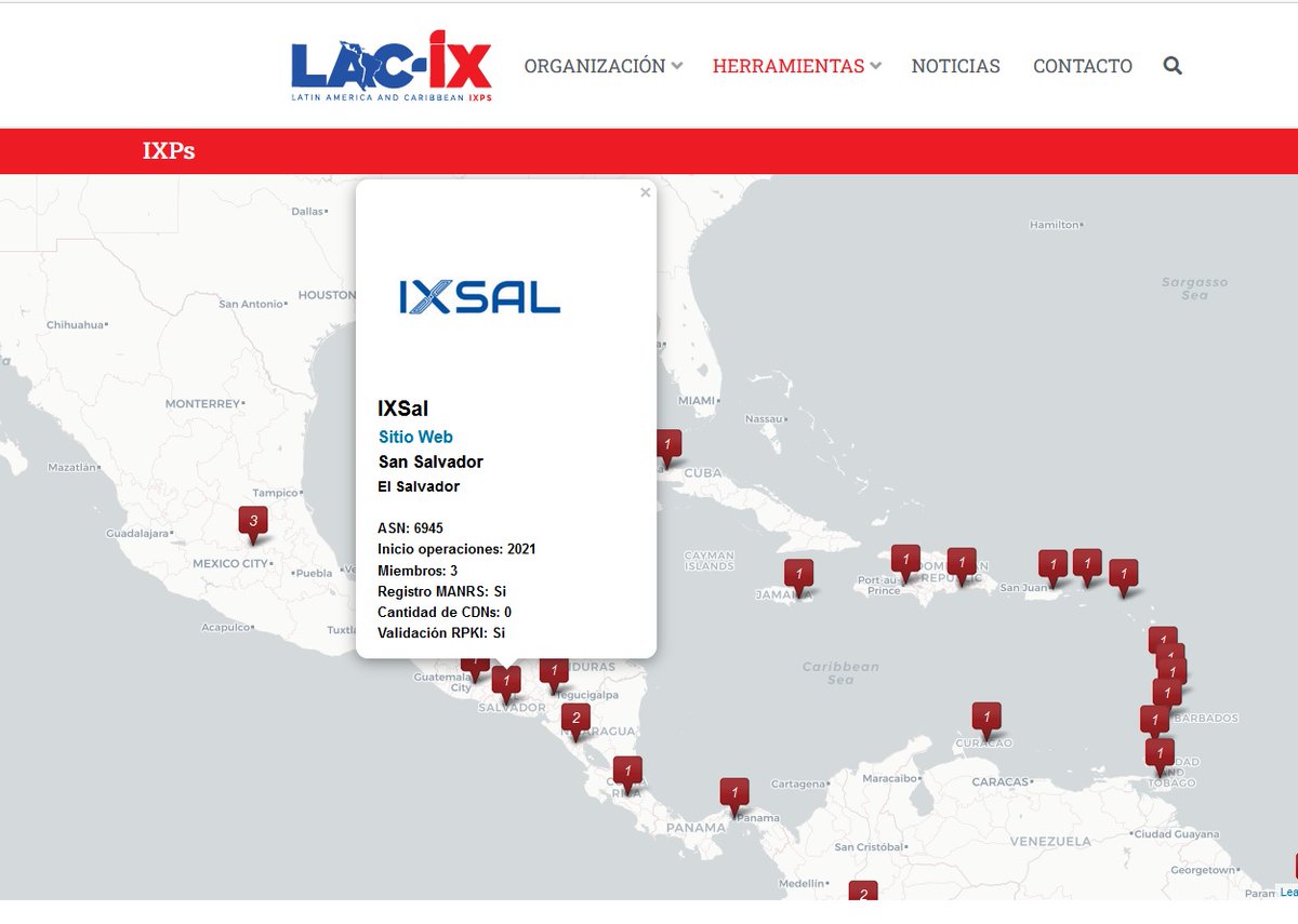 litoibarra's tweet photo. @lac_ix, junto a @lacnic e @internetsociety, ha lanzado el Mapa Interactivo de IXP. IXSal, de El Salvador, aparece en dicho mapa e invita a más proveedoresa integrarse. ¿Tu proveedor de Internet está conectado a un IXP?
Ver más
https://t.co/ugRH3b3FR7 https://t.co/KFj6eHS99t