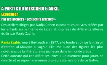 Anaelle_d_b's tweet photo. Mercredi 6 avril
Exposition
Par les ateliers «Les petits artistes »
Ces ateliers dirigés par Nadja Cohen exposent les œuvres créées par les enfants sur le thème du🇱🇧 et inspirées de différents albums écrites par Moi
Centre Mercoeur #paris #ParisAnim #mairie11
#Special_Liban 🇱🇧🇫🇷 https://t.co/sbKOXlwQIu