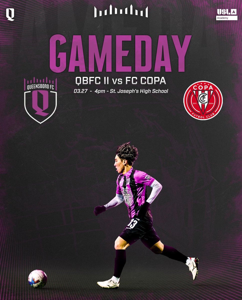Queensboro_FC's tweet photo. ๐๐๐๐๐๐๐ โผ๏ธ
Our boys in purple are playing their second official USL-A game of the season today against @FCCopa
๐๐๐๐๐!!
#QBFCII #ForeverQueens https://t.co/CVlfYWR3v7