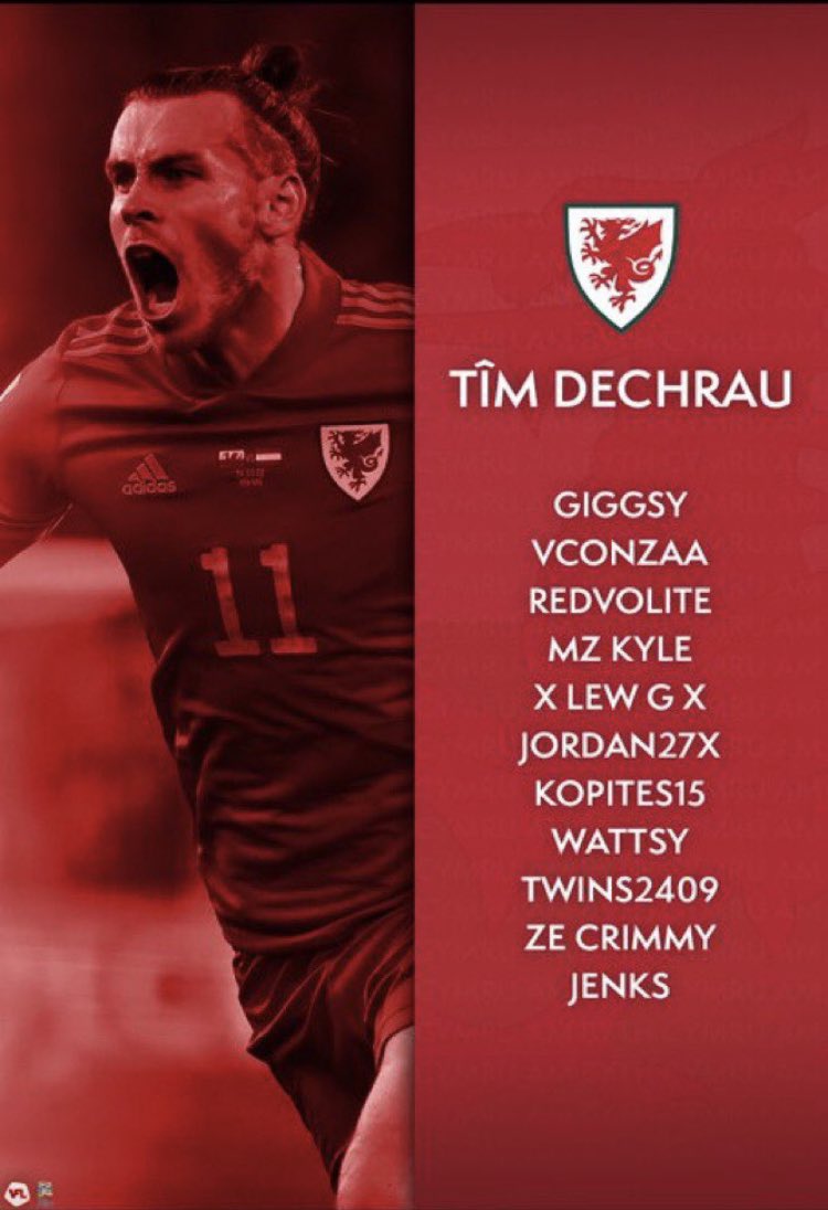 Team sheet for tonight’s <a href="/TheVFL_/">VFL</a> Nations League final!

Vs Spain 🇪🇸 

Hopefully this is the start of Wales winning trophies again🏆

<a href="/VFLWales/">VFL Wales</a> <a href="/xLewGx/">LewGx</a>