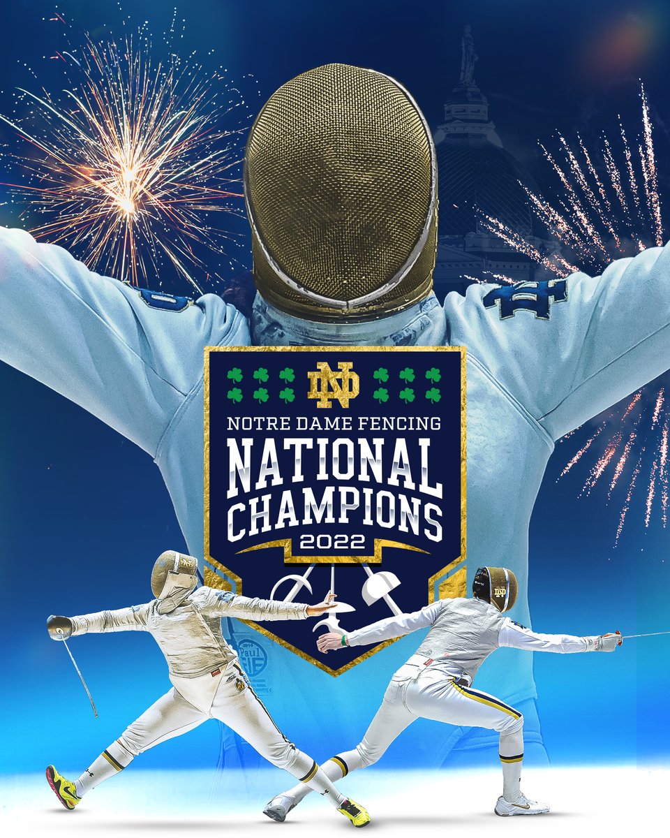 FightingIrish's tweet photo. 🏆 BACK-TO-BACK CHAMPS  🏆

@NDFencing officially clinched back-to-back national titles — the 12th team title in program history!

#GoIrish https://t.co/0JCQbxQN0k
