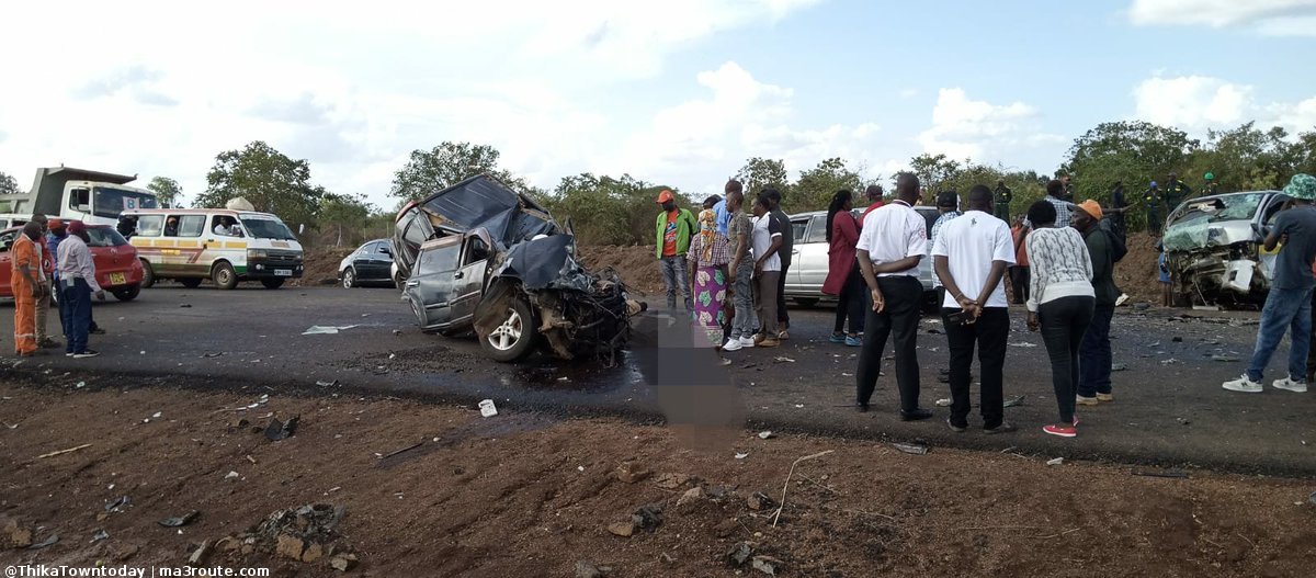 a3Route's tweet photo. 17:45 A very bad accident near M-PESA Foundation Academy, on Thika Mangu Road.
Several feared dead, others seriously injured.
No rescue response yet  https://t.co/zblVsAUD1L via @ThikaTowntoday