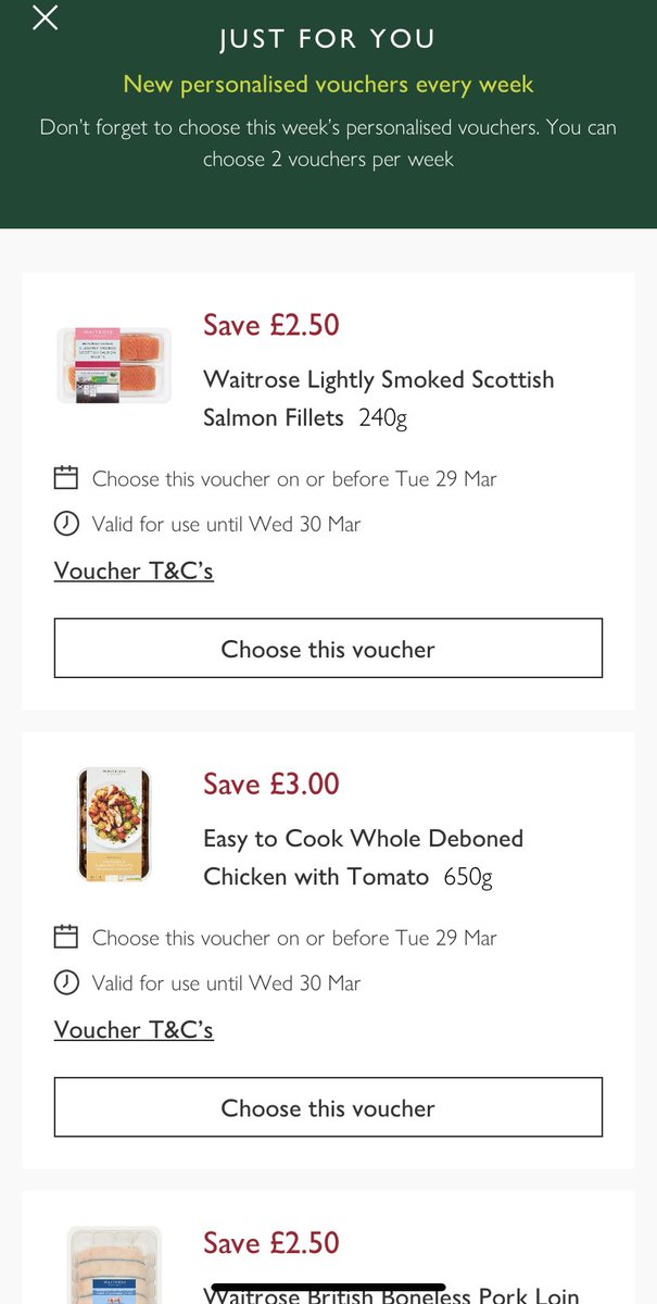 Debscollett's tweet photo. @AltoAngel @waitrose Is this the deal?? I prefer to have a voucher off my whole shop. https://t.co/sy3SIAiKH6