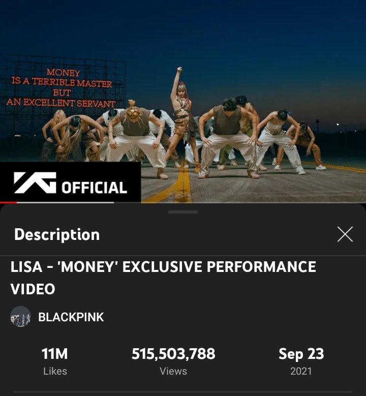 LSMTRENDS's tweet photo. 📊 #LISA - 'MONEY' Perf. Video (515.5M) now joins the Top 10 most-viewed artist video released in 2021 on YouTube surpassing "Saiyaan Ji" (515.4M). ✨ 

- It's the only DANCE VIDEO and K-POP female act in Top 10. Congratulations LISA! 👏

#SuperstarLalisaDay #LovingLisaDay https://t.co/KYHPFLsucz