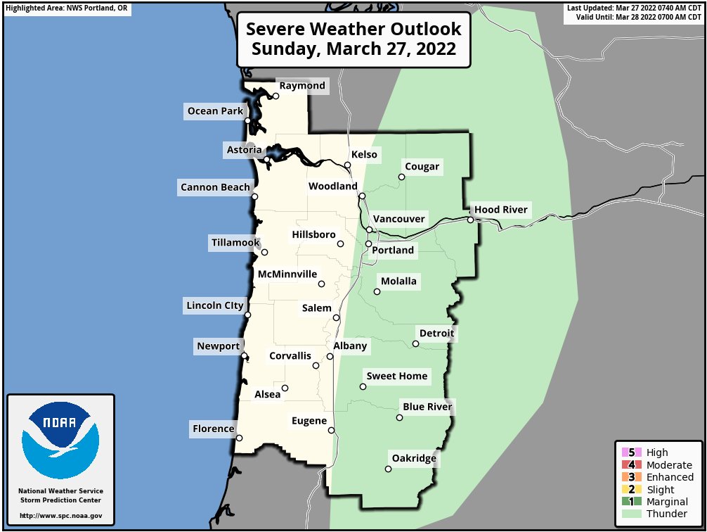 NWS Portland on Twitter "There is a slight chance of thunderstorms