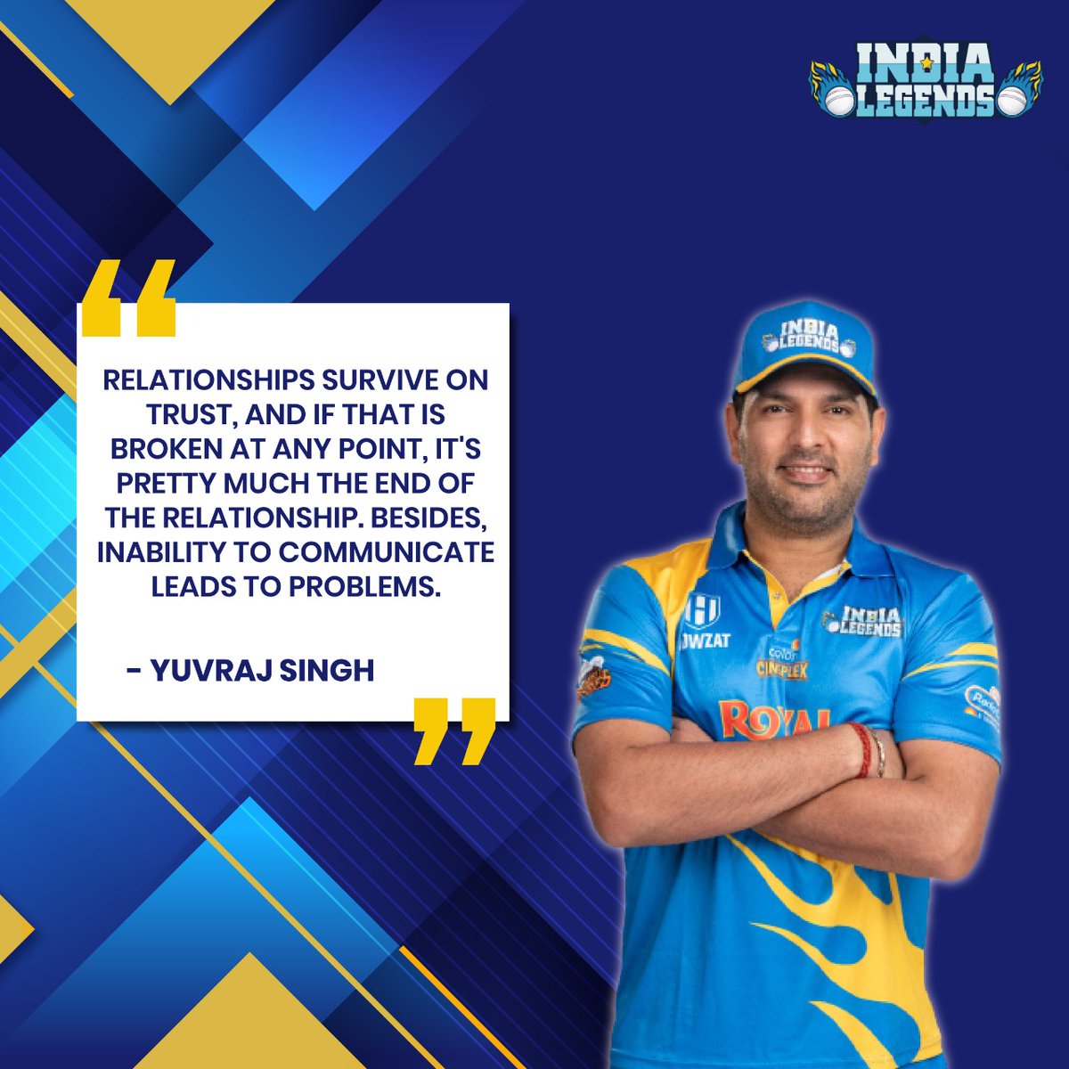 India__Legends's tweet photo. Some words of wisdom from Yuvraj Singh. So I guess we now know that trust is what makes or breaks a relationship. Agreed?
#RoadSafetyWorldSeries #RSWS #IndiaLegend #SachinTendulkar #VirenderSehwag #YuvrajSingh #IndianBatsmen #IndianBowlers https://t.co/kJaK0QxHce