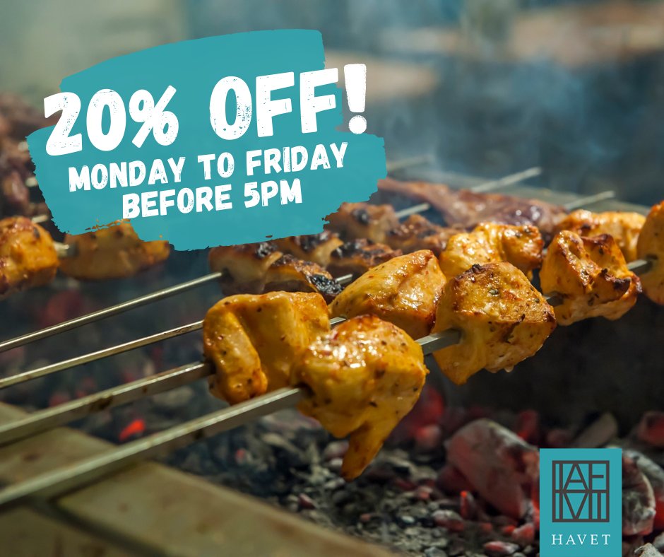 Don’t forget - enjoy 20% off your meal before 5pm, Monday to Friday.🔥🤩