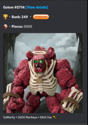 Criptoalejo15's tweet photo. Se vende barato, Rank por 6 meses 249, rank oficial 1094. Lo vendo barato, necesito liquidez. Si es por Yaww mejor. #NFT #NFTCollection #RudeGolems https://t.co/XXuuCkK1nP