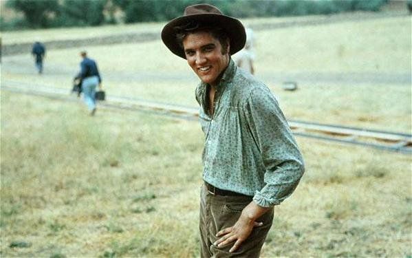 Elvis Presley during the filming of Love Me Tender, 1956.
