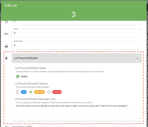 CampPitch's tweet image. New Lot Popup Notification
Allows the front desk user to be presented with a message/information that needs to be brought to their attention while working with the selected lot number. 

pitchcampmanagement.com/docs/lot_notif…

#rvsoftware #campgroundsoftware #PitchCamp #campgroundowners