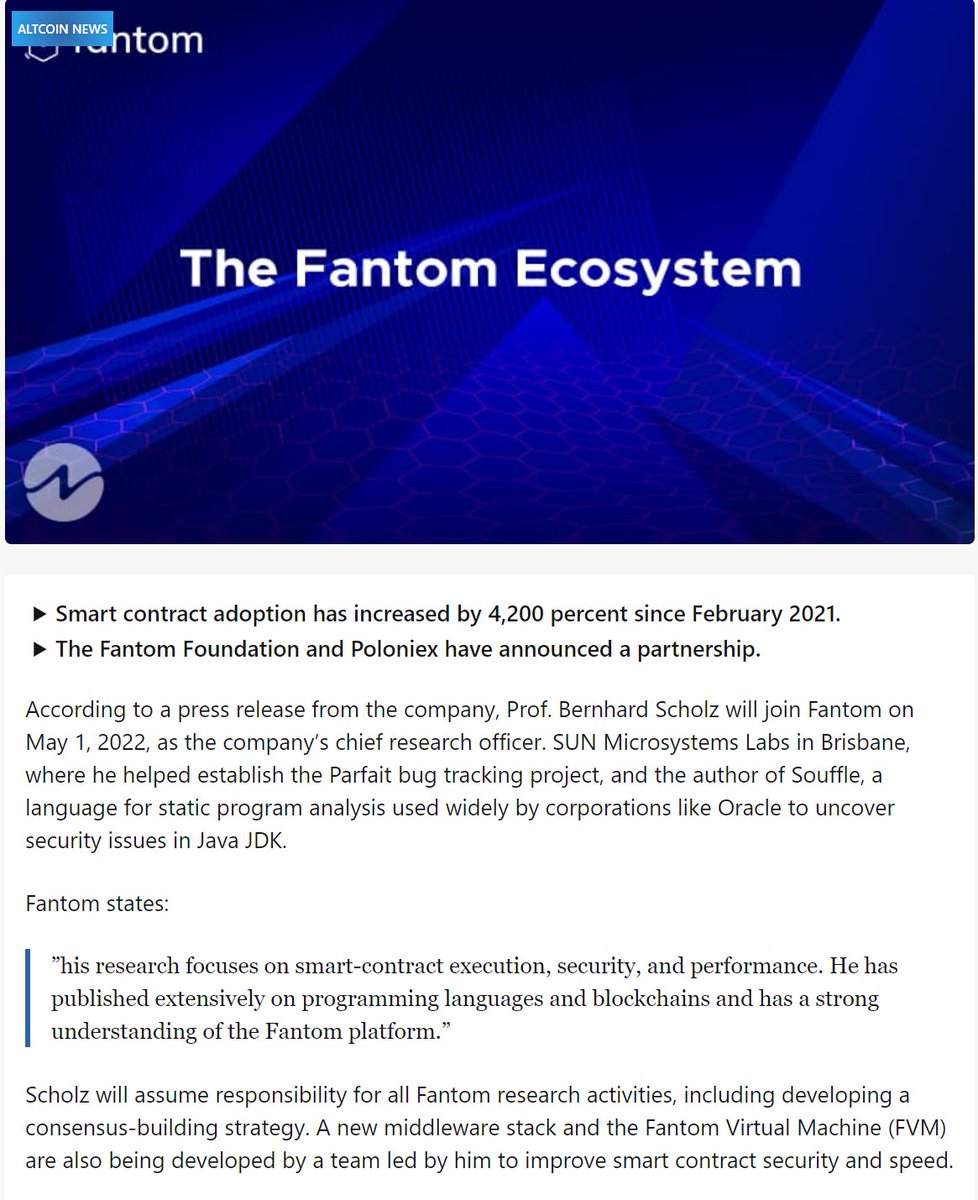 Tweak896's tweet image. $FTM is hiring more devs and getting ready for FVM, we haven't even seen the best Fantom network yet! 
thenewscrypto.com/fantom-ecosyst…
