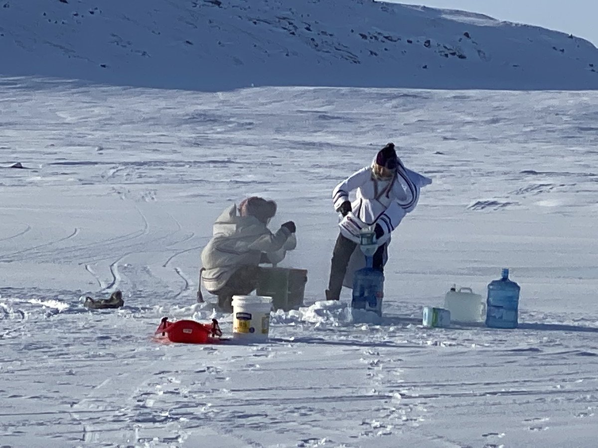 enowdluk's tweet photo. Last month February 19, 2022.  My bestie and I #fetched #riverwater and these 2 ladies showed up, with their babies on their back fetching water as well, #amaartut #ᐊᒫᕐᑐᑦ #ᐃᒥᕐᑕᖅᑐᑦ  ᐊᒫᕐᑐᑎᑦ #Iqaluit isn’t this #Beautiful #Photo😘 #Nunavut https://t.co/BAPF8U8uoV