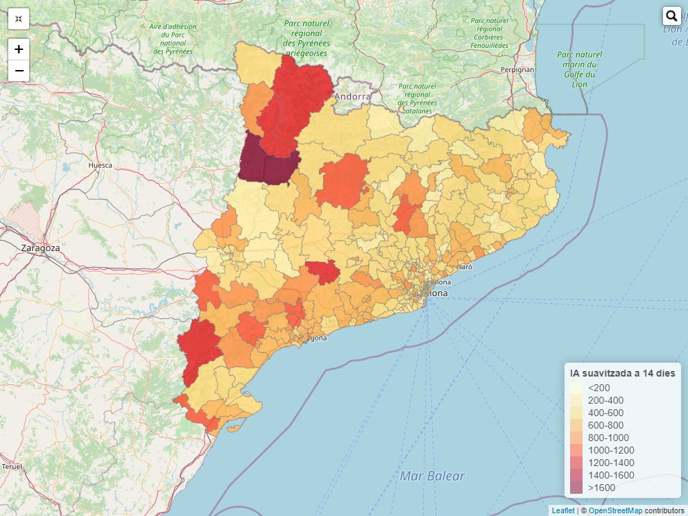 covidcat4's tweet photo. CovidCat [ 2022-03-24 ]:

1. IA7: 210 [207-213]
2. IA14: 507 [502-513]
3. % població en ABS IA14>1000: 2 %

IA: Incidència acumulada (casos/100K hab.)
Consulta dades i mapes per Àrea Bàsica de Salut: https://t.co/6RO7H0Sr05 https://t.co/AkKKkOTUAZ