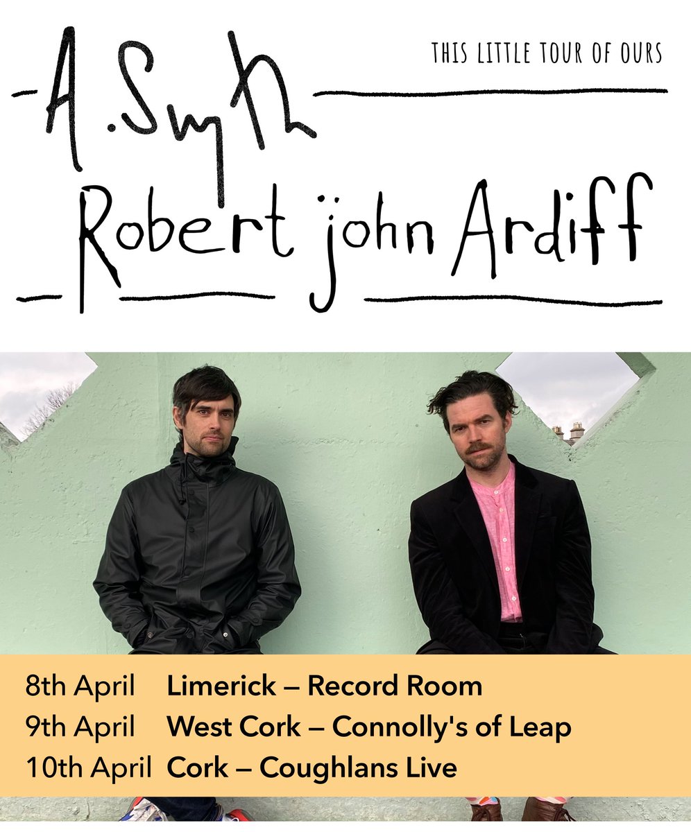 asmythmusic's tweet photo. Going on the road with my guy @robertjohnardiff in April

Limerick - Record Rooms 08/04
West Cork - Connolly's of Leap 09/04
Cork - Coughlans Live 10/04

The show will see us swap singing duties while also accompanying each other on their own songs using the same backing band! https://t.co/MSWSnyb7zu