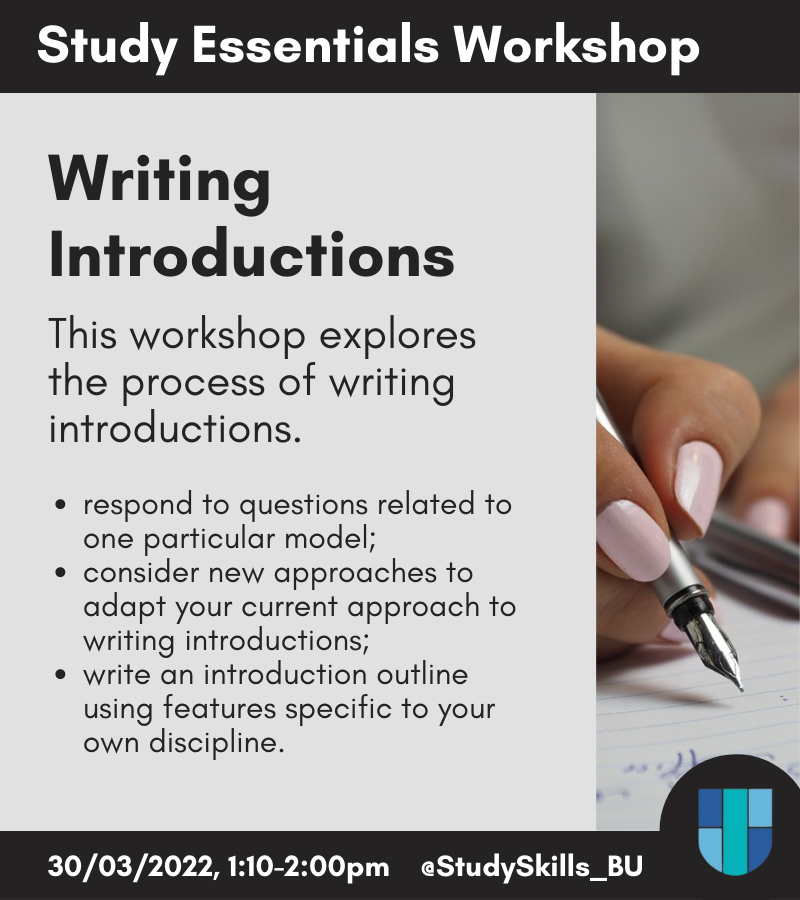 StudySkills_BU's tweet photo. Gweithdai yr wythnos yma! 
This week's workshops! 

Ysgrifennu Rhagarweiniadau
Writing Introductions
30/03/22 1:10pm

Archebwch eich lle yma: https://t.co/lw5RuTW4ih
Book your place here: https://t.co/PxqC46z4Jf https://t.co/IvCR1l4HOu