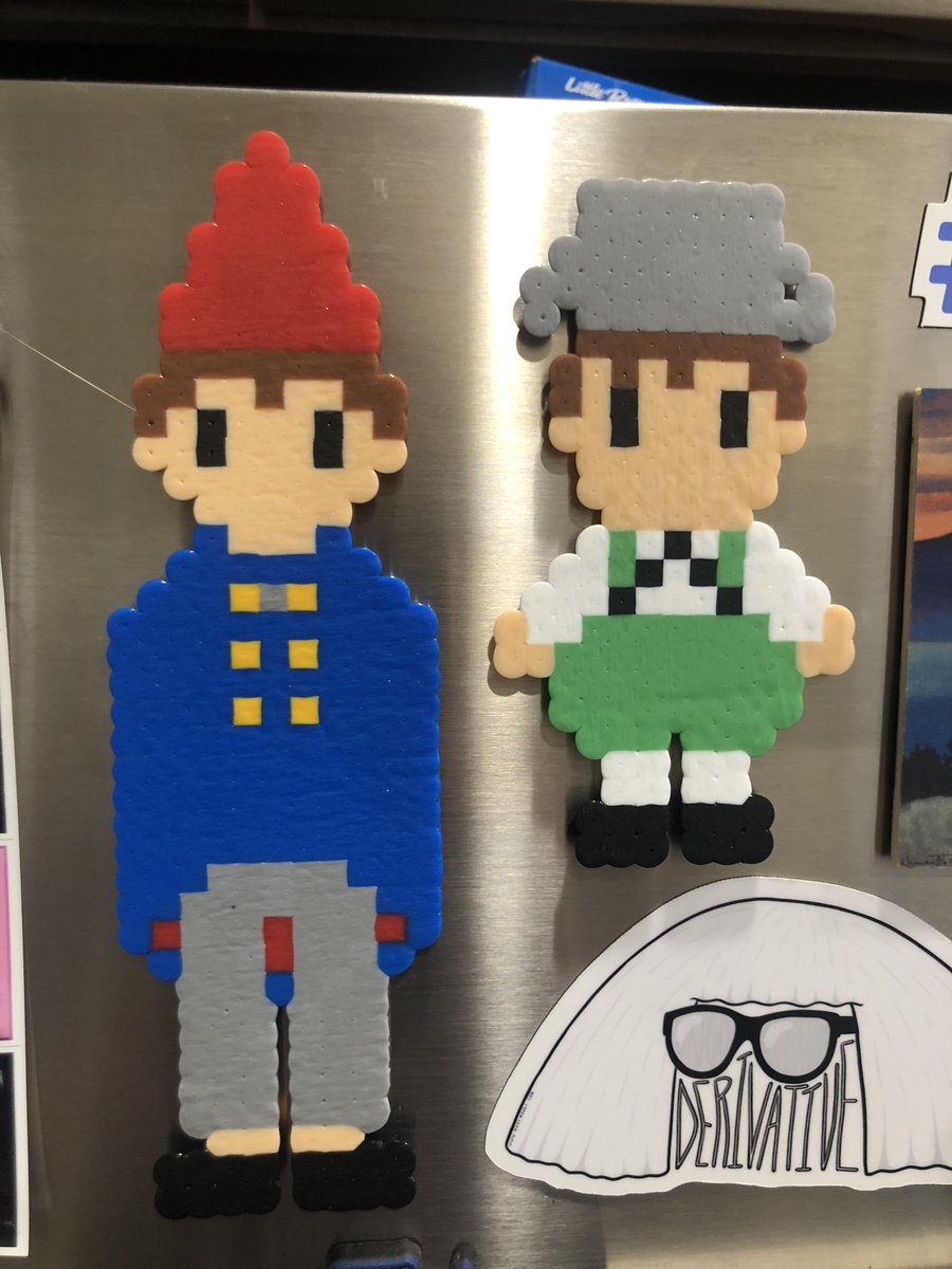 pixelsrebuilt's tweet image. Not from a game, but made these birthday gifts for a special someone this week! #perler #overthegardenwall #pixels