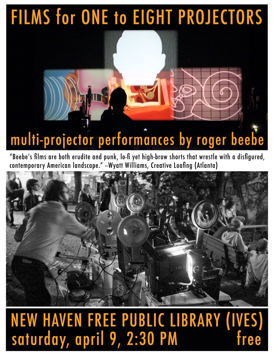 NHdocs's tweet photo. An amazing FREE film event coming up for you on Saturday, April 9th at 2:30 pm in partnership with he New Haven Free Public Library
Roger Beebe
Spring 2022 Tour - FILMS FOR ONE TO EIGHT PROJECTORS
@NHFPL #NHV #documentaries #NHdocs2022 #NHdocs #RogerBeebe https://t.co/TpDEEN0SP7