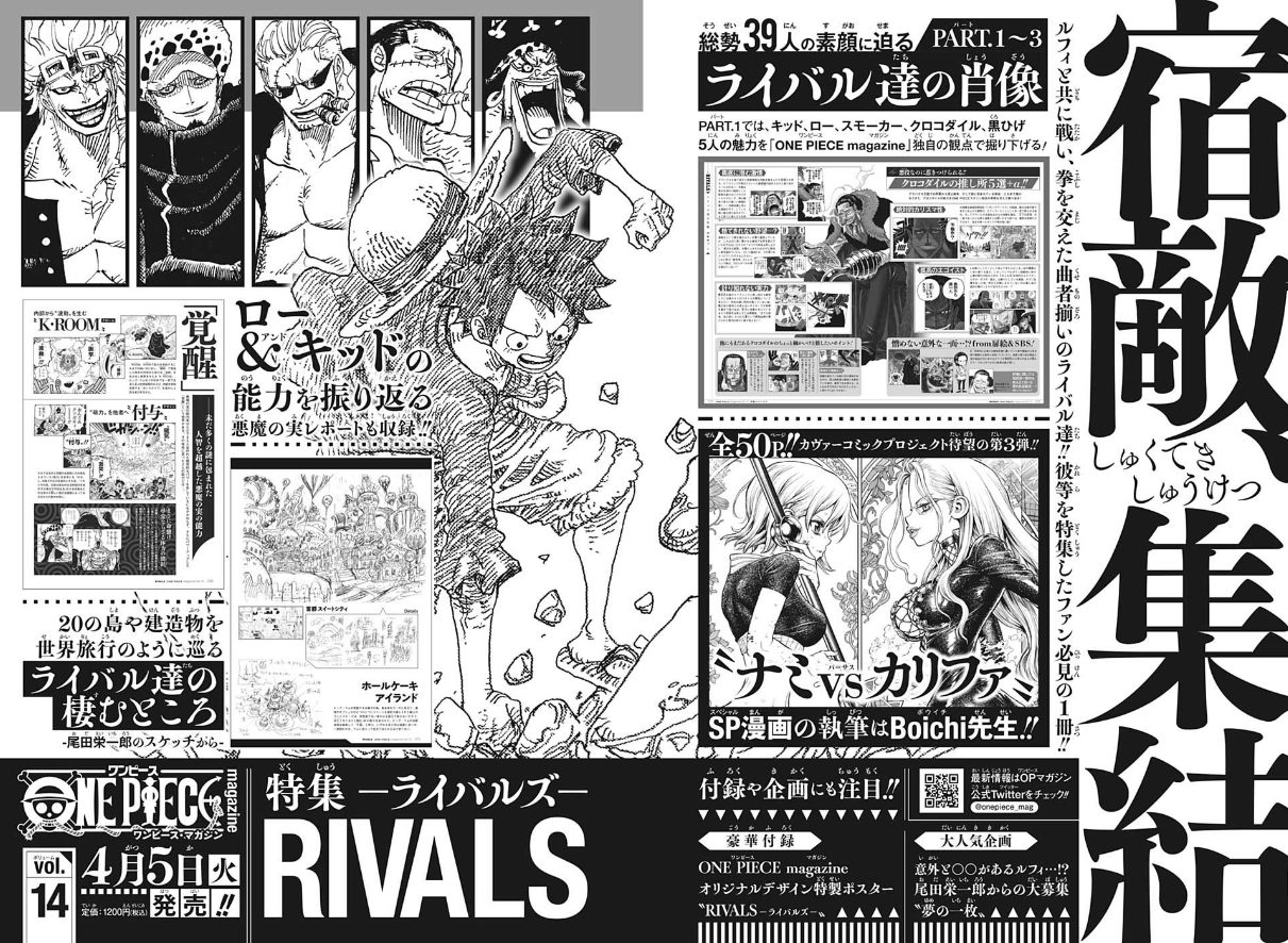 OROJAPAN on X: #ONEPIECE OP Mag Vol.14 Talks about 39 rivals in total &  Deeply Dig into 10 people of them. Also includes Special Poster of Rivals  & BOICHI Sensei's redrawn One