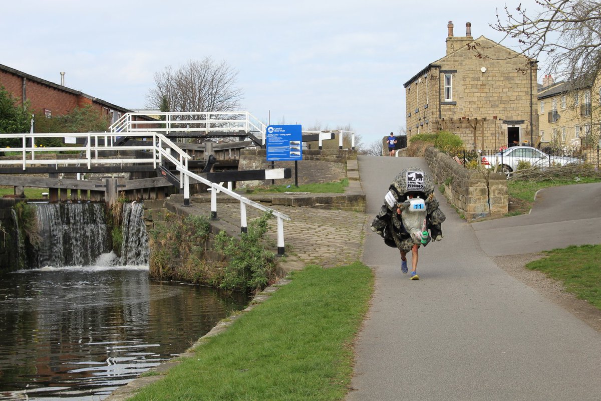 I've seen lots of things on a canal walk , this is my first Rhinoceros 🦏🙂 #LeedsLiverpoolCanal #Marathon @RhinoBoyChris1 #lifesbetterbywater